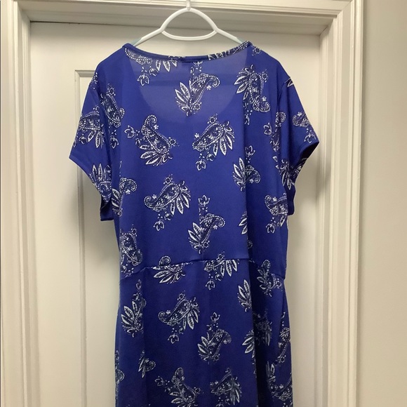 NWT 3X Talbots🔷BrightBlue&White🔷Faux Wrap Dress - Picture 2 of 8